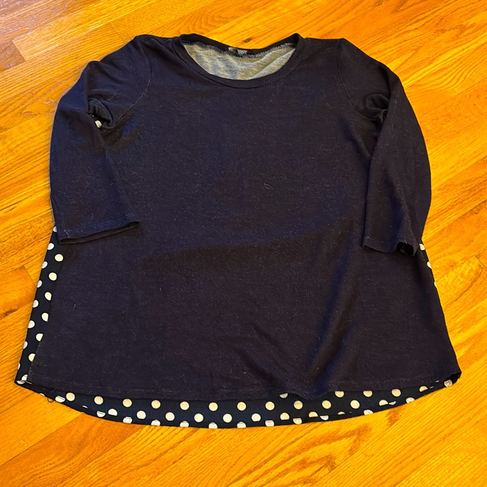 Papermoon Marisol Mixed Material 3/4 Sleeve Knit Top ( Size S)